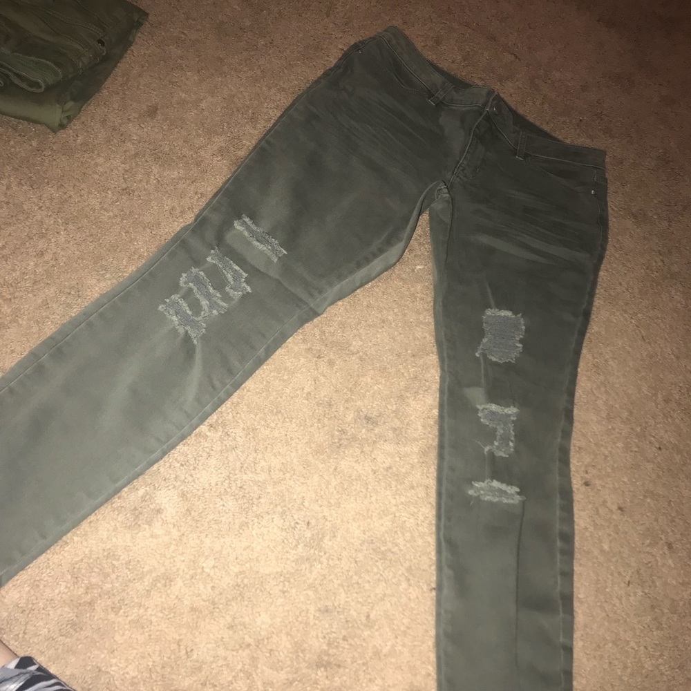 ana size 10 military green green ripped jeggings
